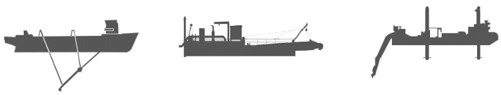 Illustrations of several dredgers
